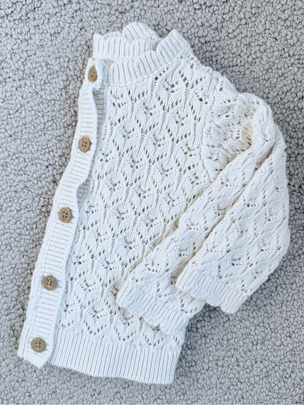 Little Planet Baby Girl Organic Cotton Pointelle Sweater Knit Cardigan, 9m